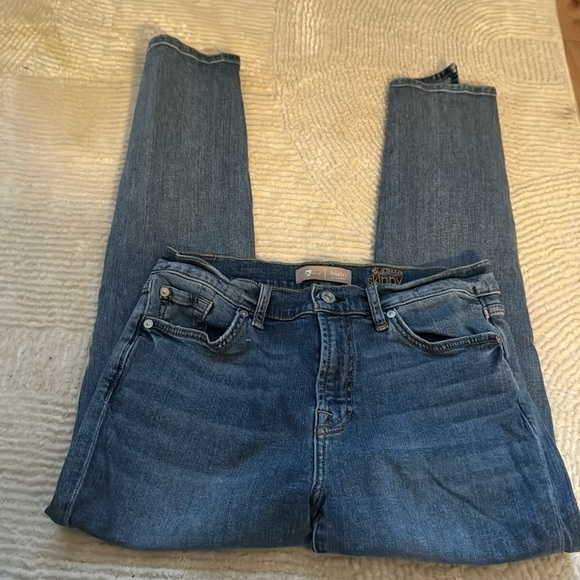 7 for all mankind b(air) ankle skinny stretch light wash jeans sz 30 - Picture 3 of 11